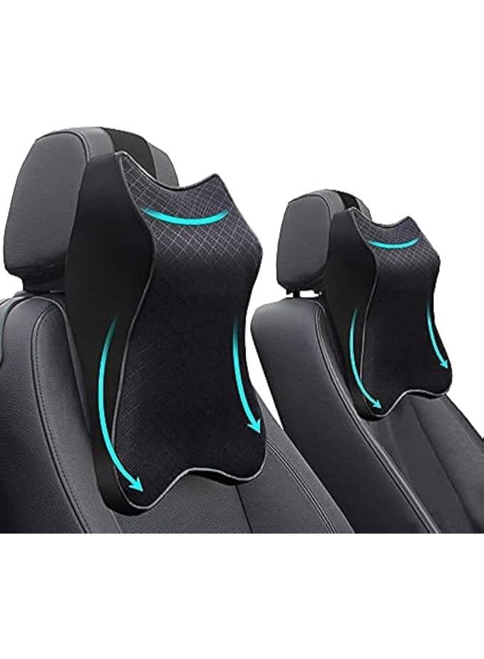 Set of 2 Premium Memory Foam Car Neck Pillows - Ergonomic Headrest Cushions for Driving Comfort and Neck Pain Relief - Durable Contoured Support for Car Seats - Image 1